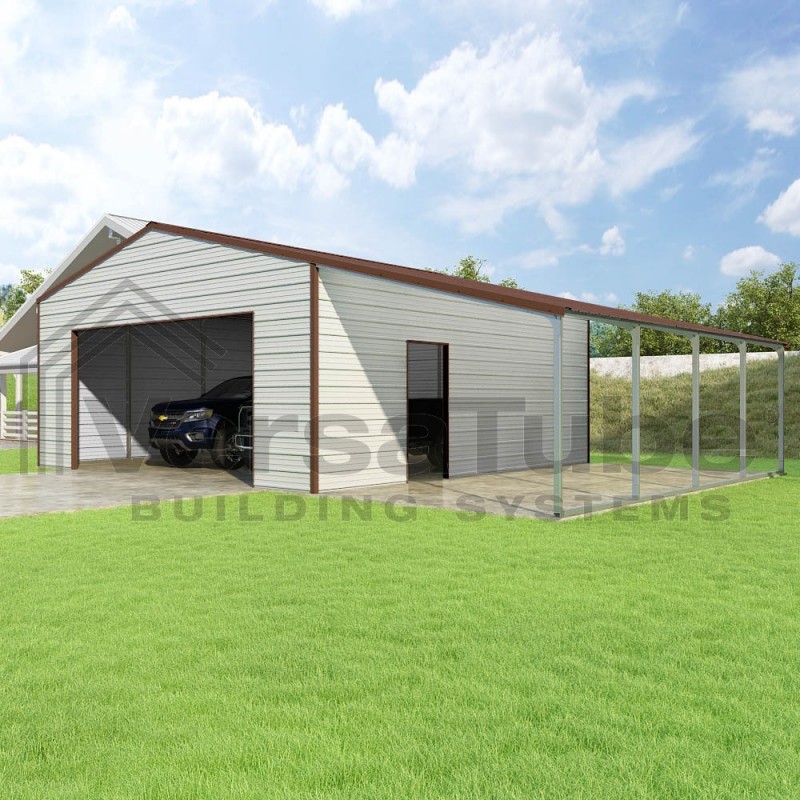Versatube 24x24x10 Frontier Garage Kit w/ Lean-To (FBM3242410616-LT12)