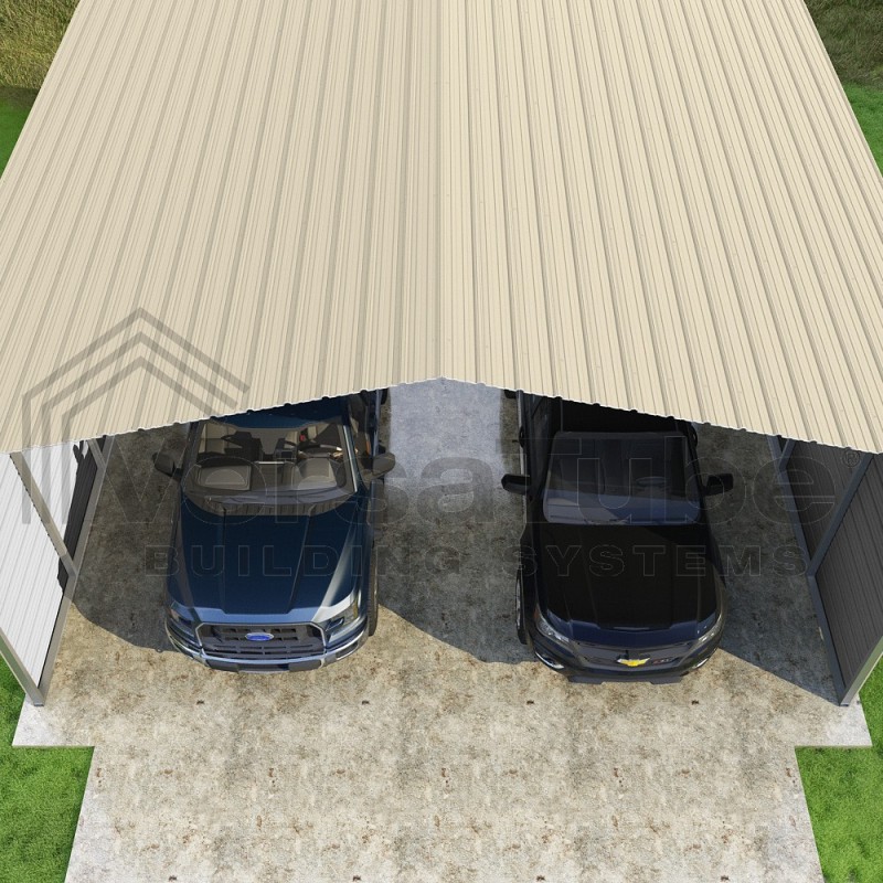 Versatube 3-Sided 24x20x12 Classic Steel Carport Kit (C3E324200120)