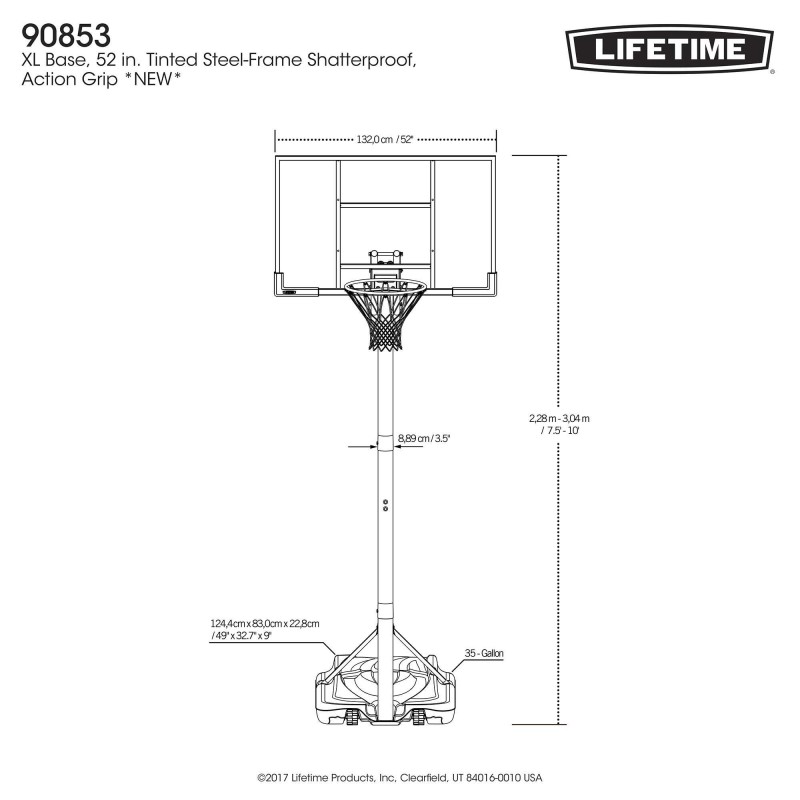 Lifetime 52 in. Adjustable Portable Basketball Hoop (90853)