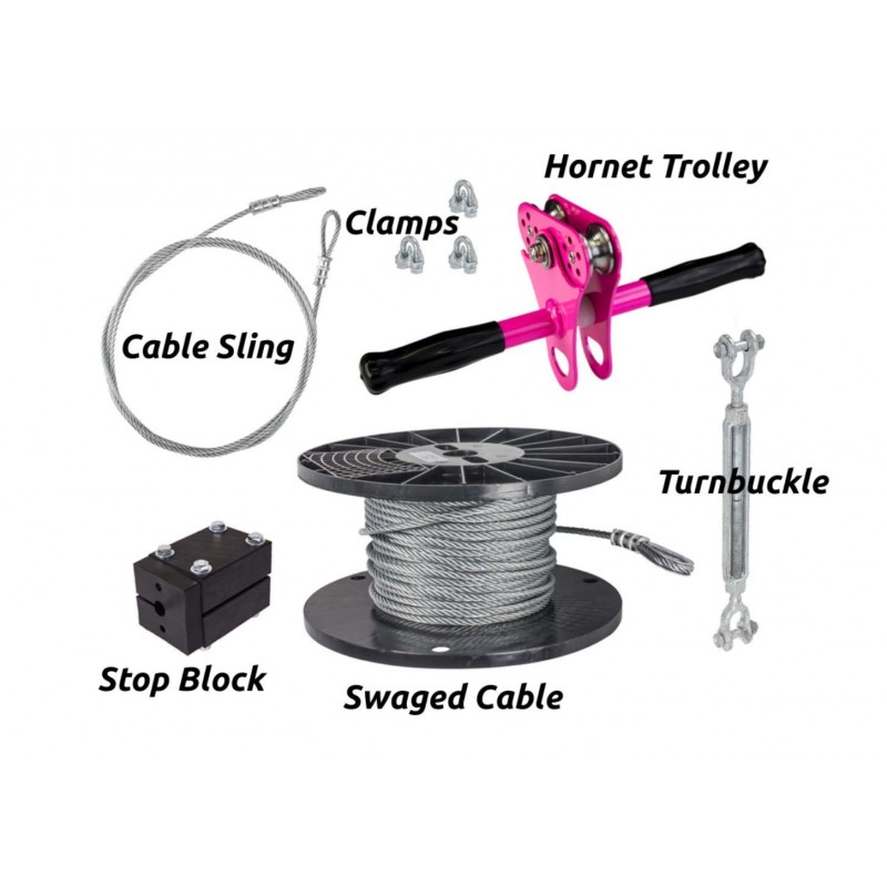 Zip Line Gear 75' Hornet Zip Line Kit - Pink (ZHK075-P)
