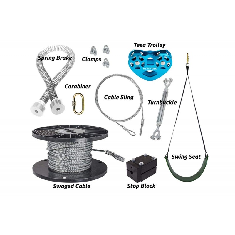 Zip Line Gear 75' Spring Stop Zip Line Kit (ZLPSSKit075) Zip Line Gear 75' Spring Stop Zip Line Kit (ZLPSSKit075)