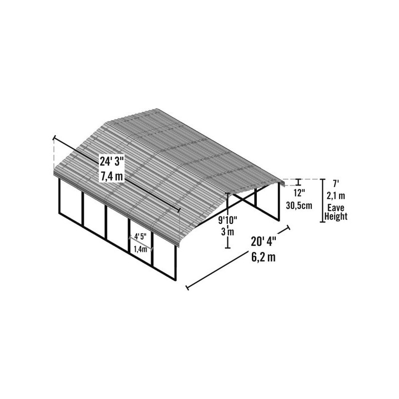 Arrow 20x24x7 Steel Auto Carport Kit - Eggshell (CPH202407)