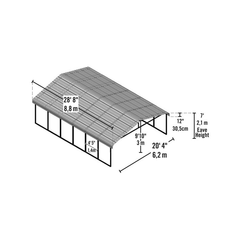 Arrow 20x24x7 Steel Auto Carport Kit - Eggshell (CPH202407)
