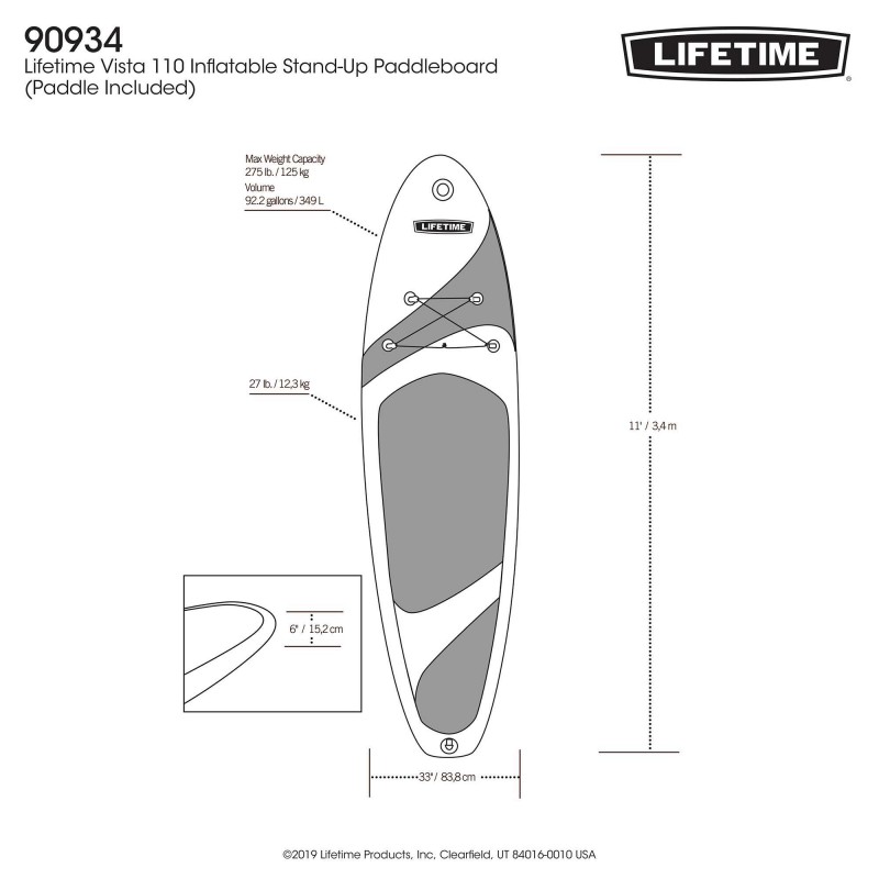 Lifetime Vista 110 Inflatable Stand-Up Paddleboard - White (90934)