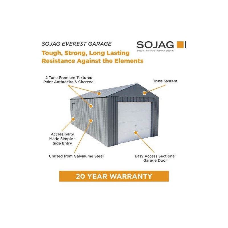 Sojag 12x15 Everest Garage Kit - Charcoal (GRC1215)