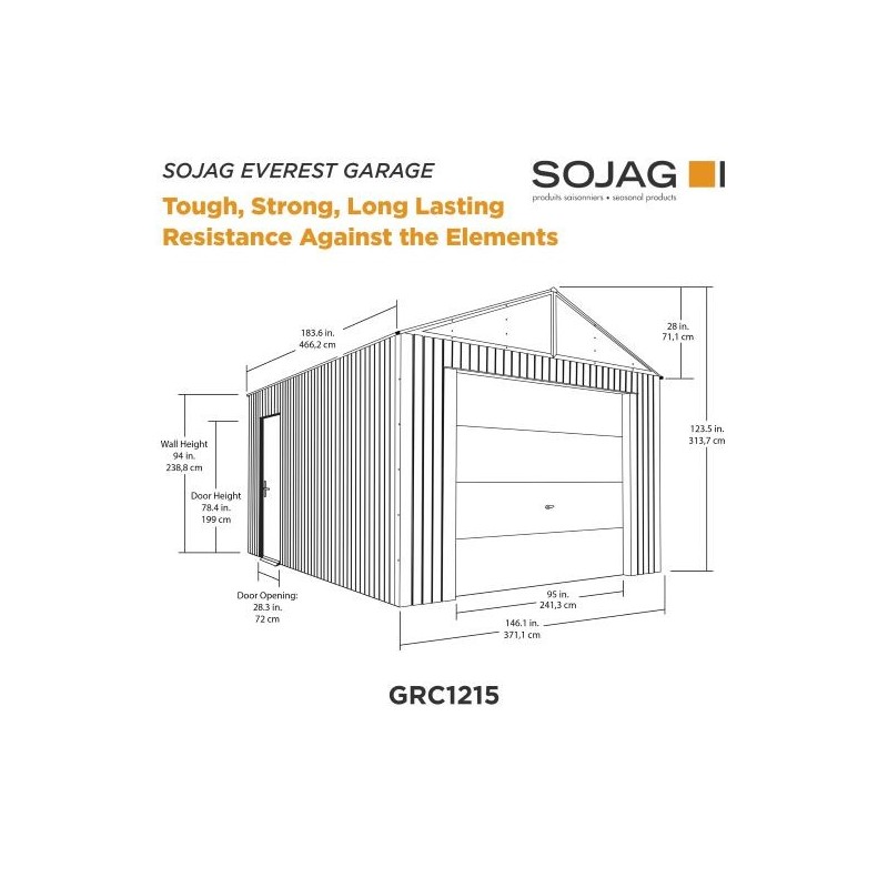 Sojag 12x15 Everest Garage Kit - Charcoal (GRC1215)