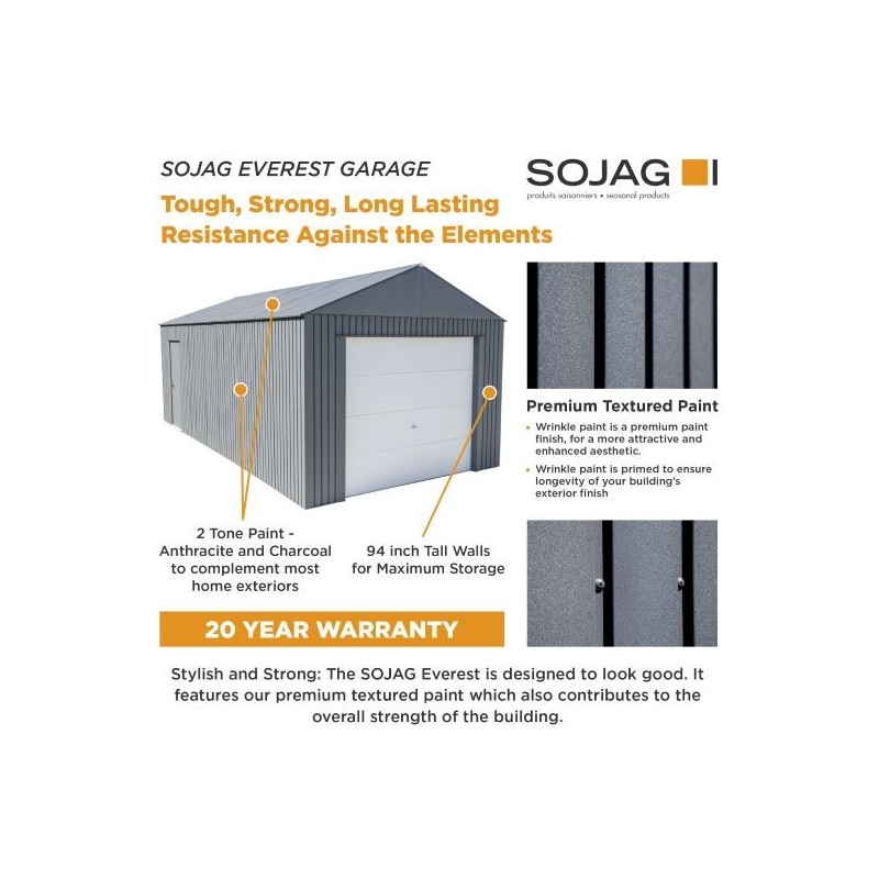 Sojag 12x20 Everest Garage Kit - Charcoal (GRC1220)
