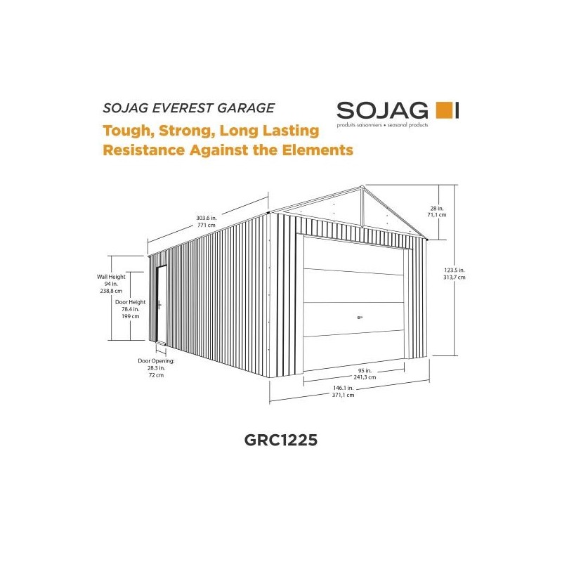 Sojag 12x25 Everest Garage Kit - Charcoal (GRC1225)