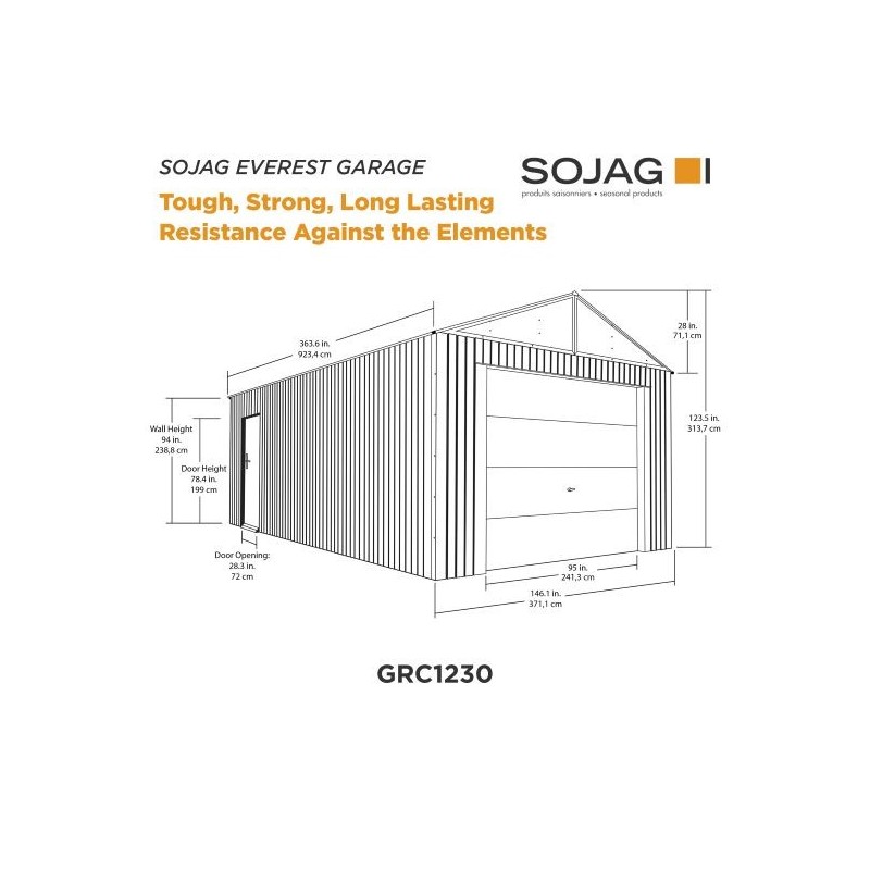 Sojag 12x30 Everest Garage Kit - Charcoal (GRC1230)