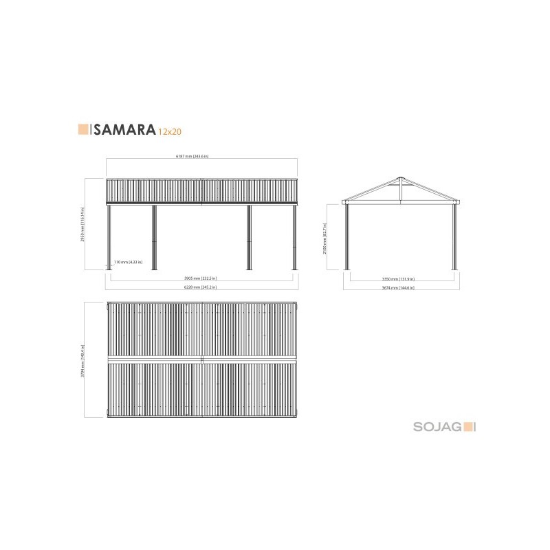 Sojag Samara 50G 12x20 Steel Carport Kit (500-9165838)