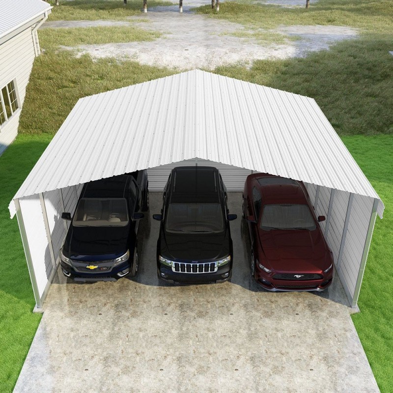 Versatube 3-Sided 24x20x10 Classic Steel Carport Kit (C3E324200100)