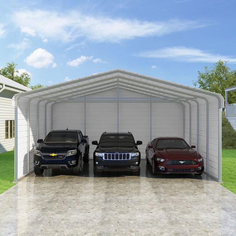 Versatube 3-Sided 24x20x10 Classic Steel Carport Kit (C3E324200100)