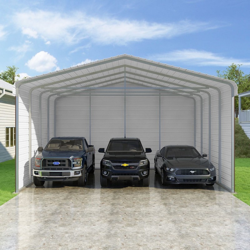 Versatube 3-Sided 24x20x12 Classic Steel Carport Kit (C3E324200120)
