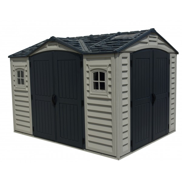 duramax apex pro 10x8 vinyl storage shed kit w/ double