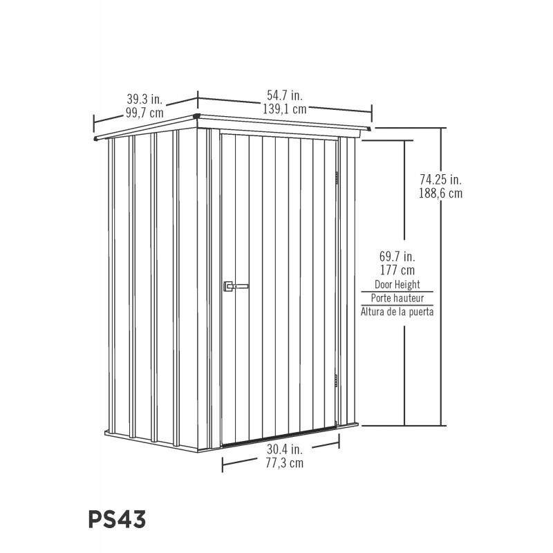 Arrow 4x3 Spacemaker Patio Steel Storage Shed (PS43) Arrow 4x3 Spacemaker Patio Steel Storage Shed (PS43)