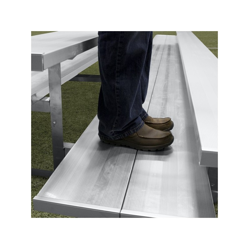 Gared 4-Row Low Rise Fixed Spectator Bleacher, 12" Plank, 8 ft, Double Foot Planks (GSNB0408DFLR)