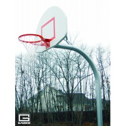 Gared 4-1/2" O.D. Front Mount Gooseneck Post with Braces, 4' Extension, 1245T Backboard, 240 Goal (PK4540)