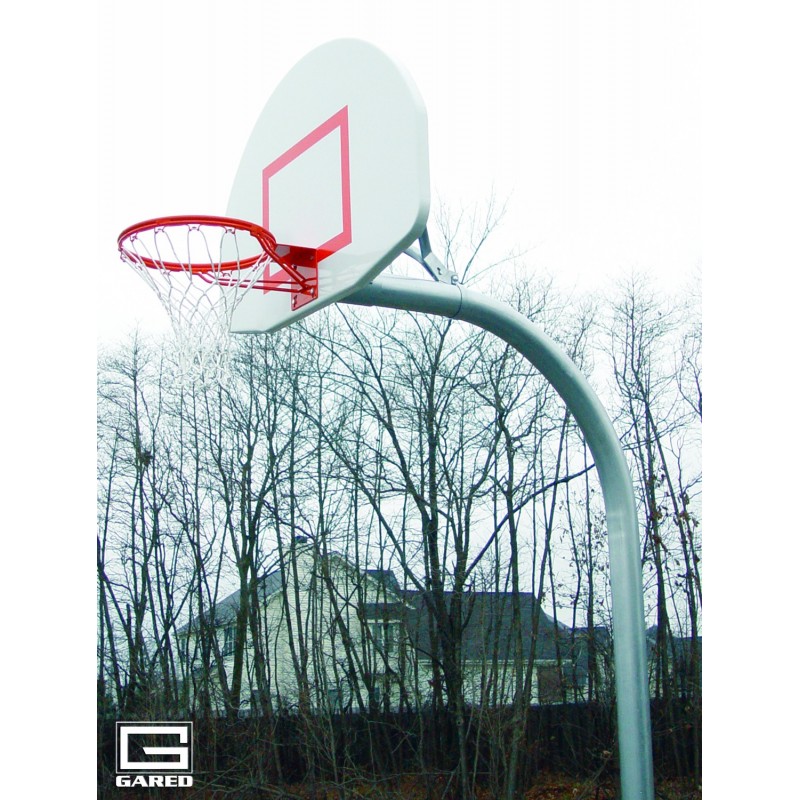 Gared 4-1/2" O.D. Front Mount Gooseneck Post with Braces, 4' Extension, 1245T Backboard, 240 Goal (PK4540)