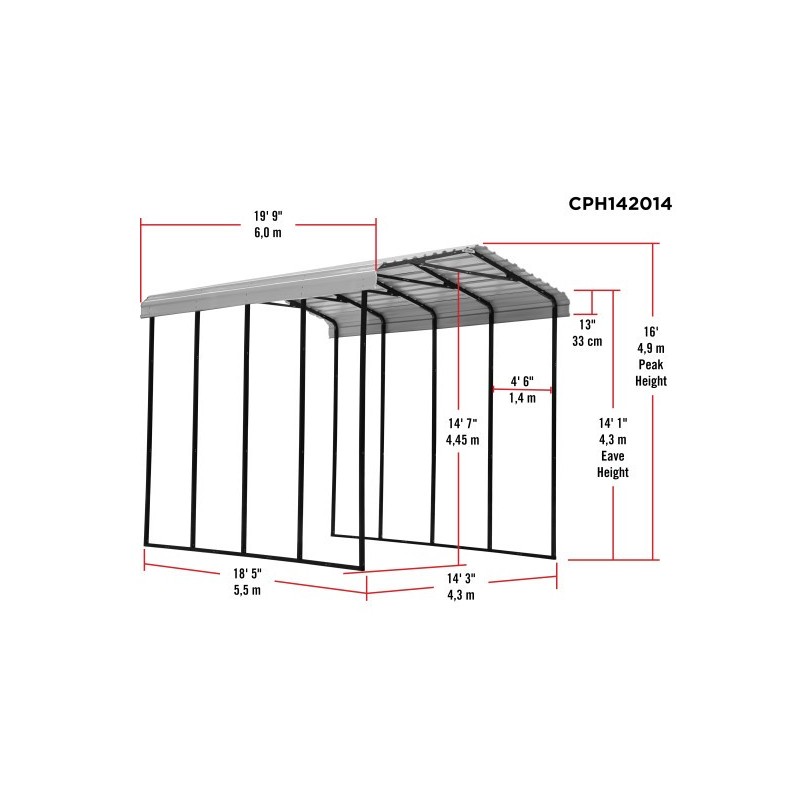 Arrow 14x20x14 Steel RV Carport Kit - Eggshell (CPH142014)