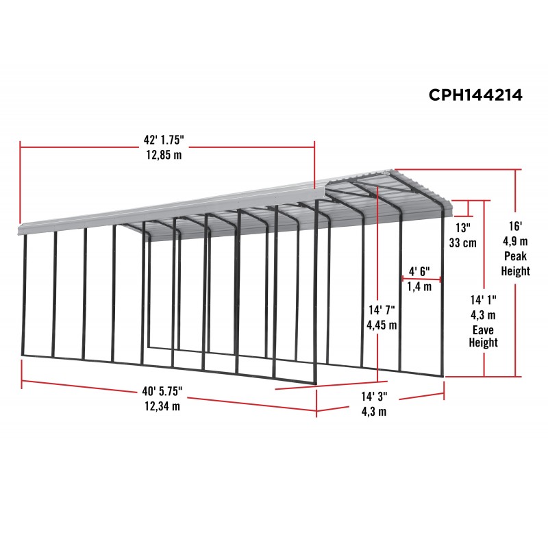 Arrow 14x42x14 Steel RV Carport Kit - Eggshell (CPH144214)