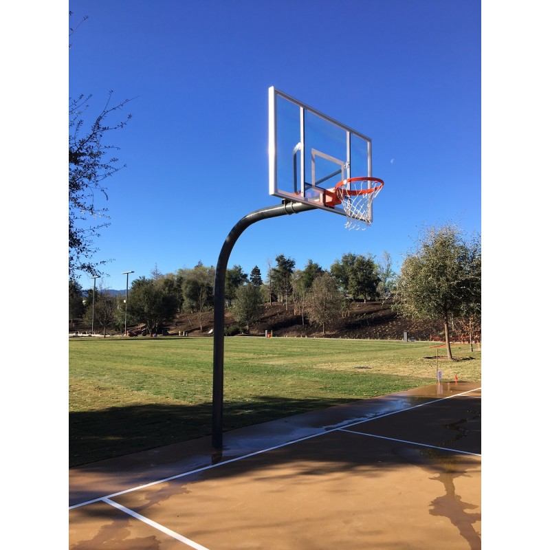 Gared 5-9/16" O.D. Front Mount Gooseneck Post with Braces, 6' Extension, BB60G38 Backboard, 5500 Goal (PK6025)
