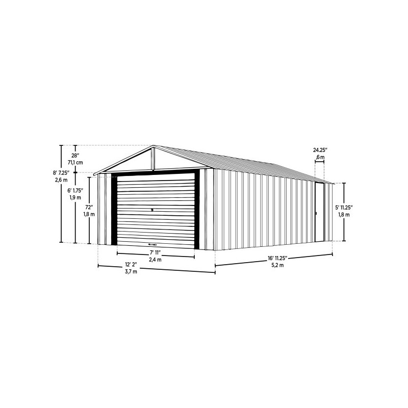 Arrow Murryhill 12x17 Garage Steel Storage Shed Kit (BGR1217FG)