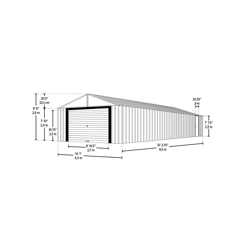 Arrow Murryhill 14x31 Garage Steel Storage Shed Kit (BGR1431FG)