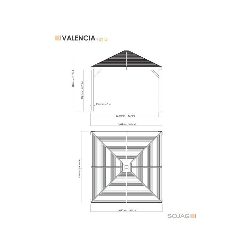 Sojag Valencia 12x12 Gazebo Wood Finish Kit (500-9166606)
