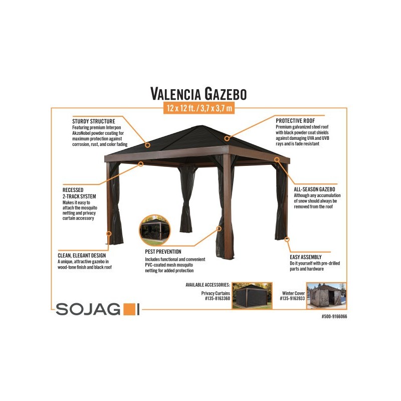 Sojag Valencia 12x12 Gazebo Wood Finish Kit (500-9166606)
