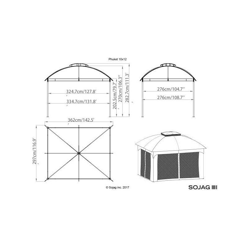 Sojag 10x12 Phuket Gazebo Kit - Gray (302-9165401)