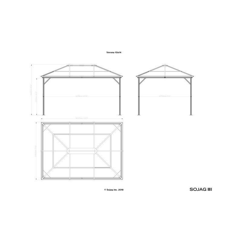 Sojag 10x14 Verona Gazebo Kit - Gray (314-9160734)