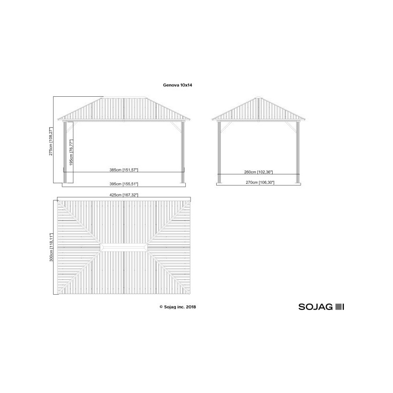 Sojag 10x14 Genova Gazebo Kit - Dark Brown (500-9165043)
