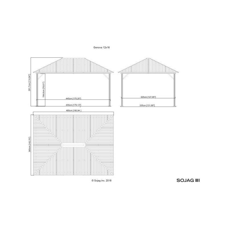 Sojag 12x16 Genova Gazebo Kit - Dark Brown (500-9165852)