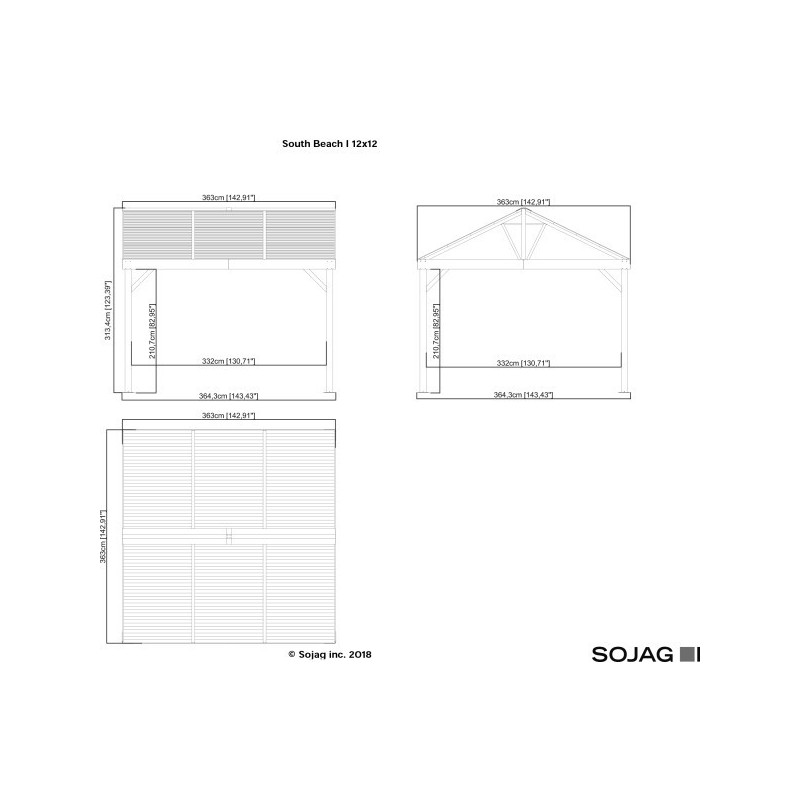 Sojag 12x12 South Beach I Gazebo Kit - Light Gray (500-8162776)