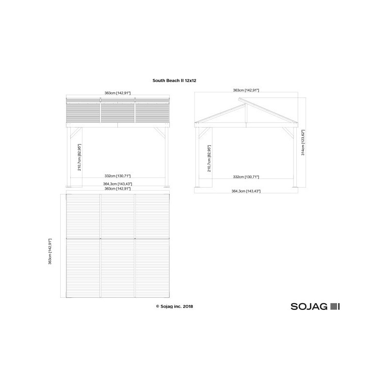 Sojag 12x12 South Beach II Gazebo Kit - Light Brown (500-8162783)