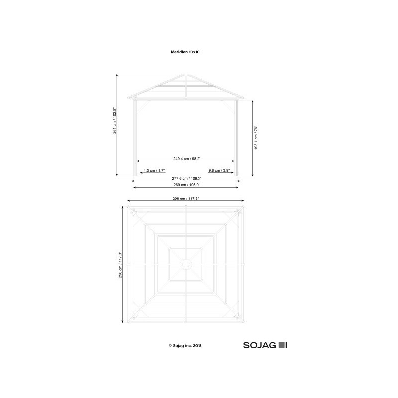 Sojag 10x10 Meridien Gazebo Kit - Dark Gray (500-9162929)