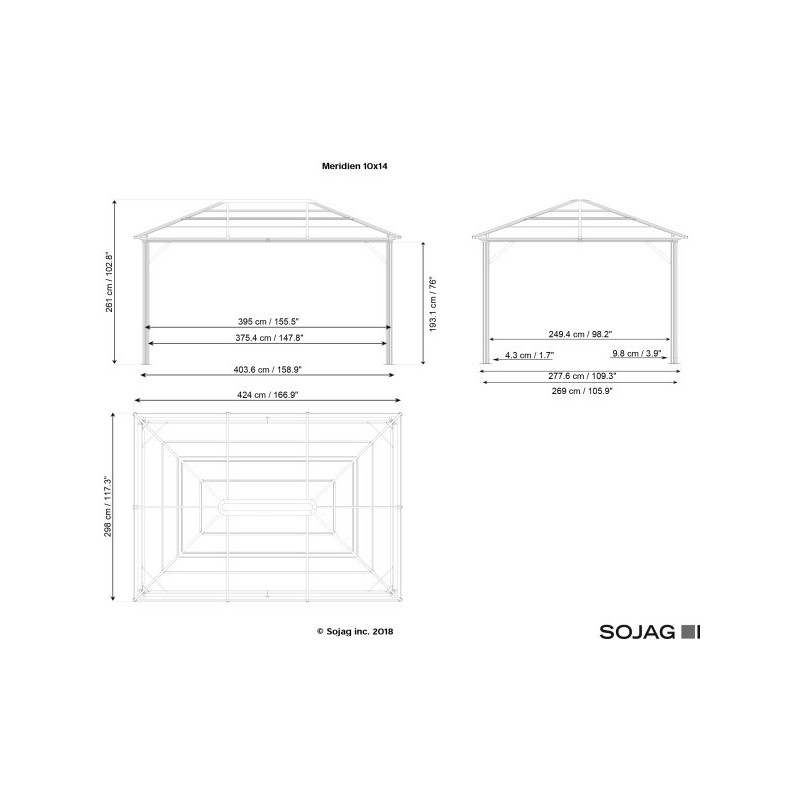 Sojag 10x14 Meridien Gazebo Kit - Dark Gray (500-8162943)