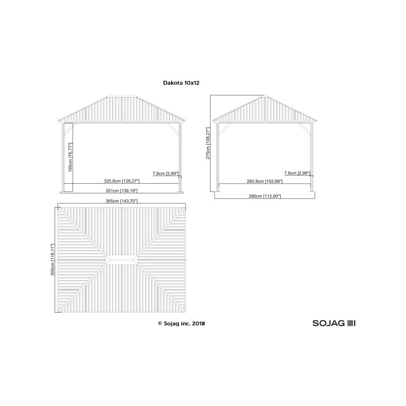 Sojag 10x12 Dakota Gazebo Kit - Dark Brown (500-9165029)