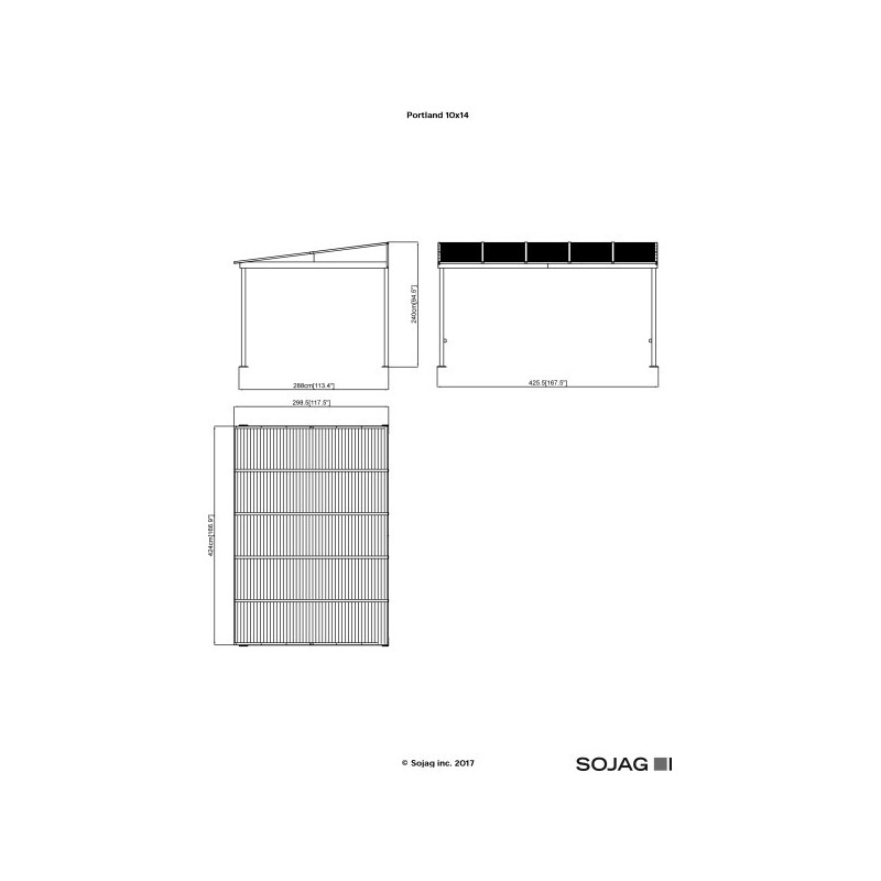 Sojag 10x14 Portland Wall-Mounted Gazebo Kit - Dark Brown (500-9163551)