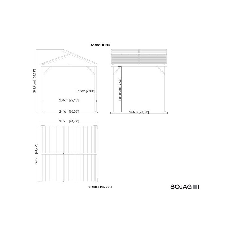 Sojag 8x8 Sanibel II Gazebo Kit - Light Gray (500-9162844)