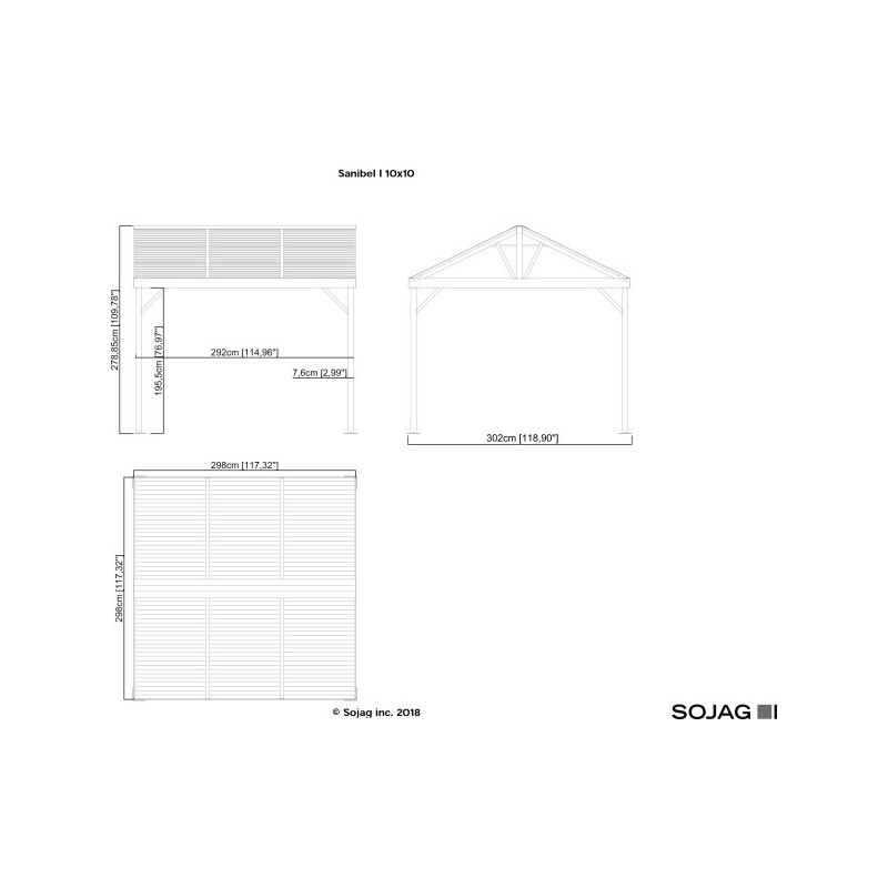 Sojag 10x10 Sanibel I Gazebo Kit - Light Gray (500-8162837)