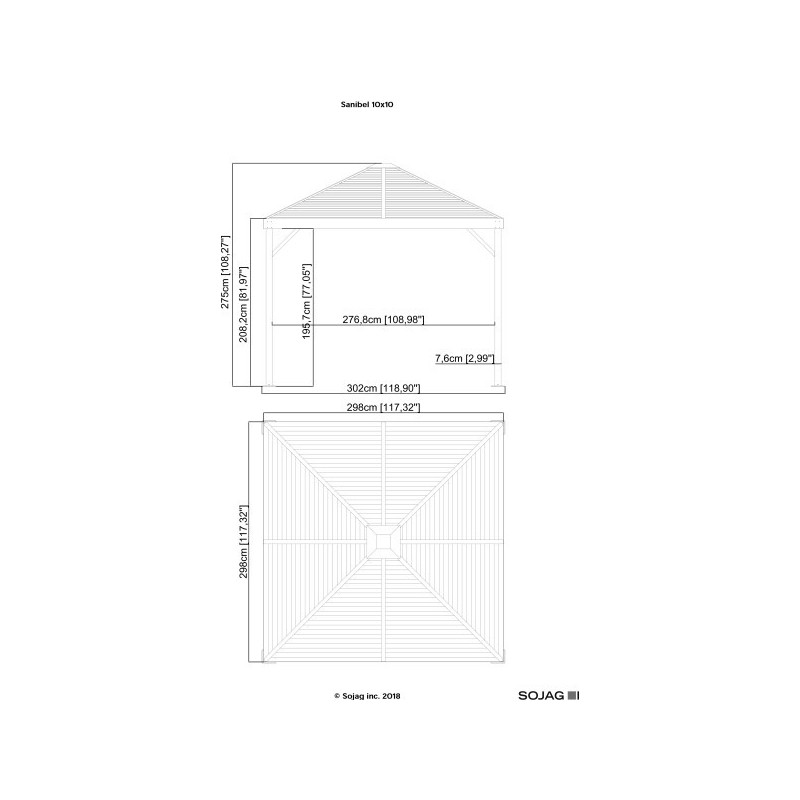 Sojag 10x10 Sanibel II Gazebo Kit - Light Gray (500-8162851)