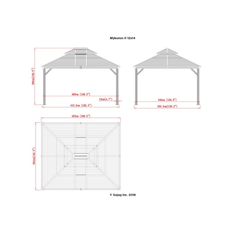 Sojag 12x14 Mykonos II Double Roof Gazebo Kit - Dark Gray (500-9165357) Sojag 12x14 Mykonos II Double Roof Gazebo Kit - Dark Gray (500-9165357)