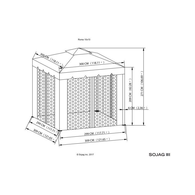 Sojag 10x10 Roma Gazebo Kit - Beige w/ Brown Trim (500-9165388)