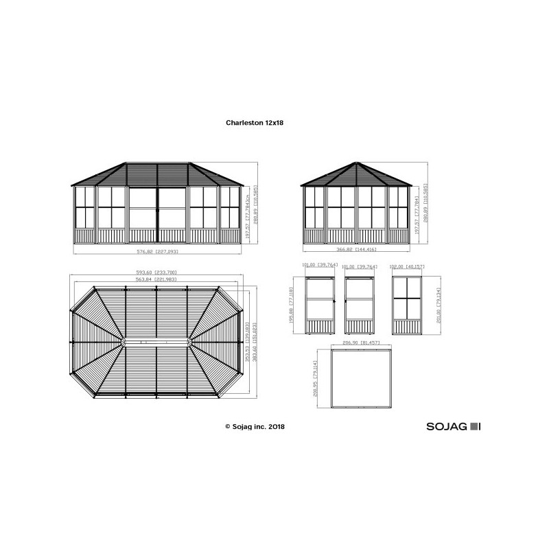 Sojag 12x18 Charleston Solarium Outdoor Gazebo Kit (448-9163018)