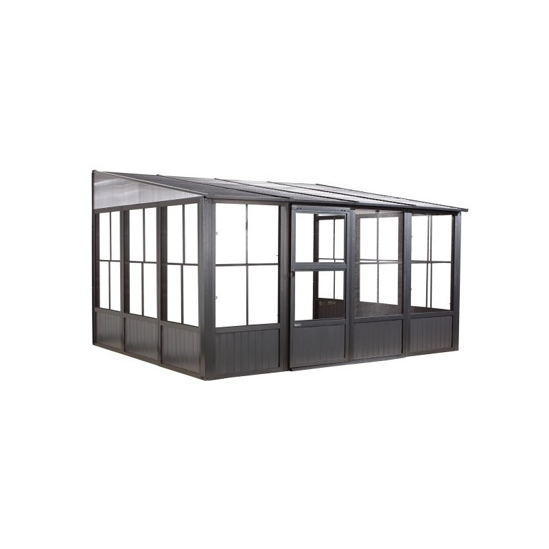Sojag 10x13 Charleston Solarium Wall Mounted Gazebo Kit - Dark Gray (440-9163025)
