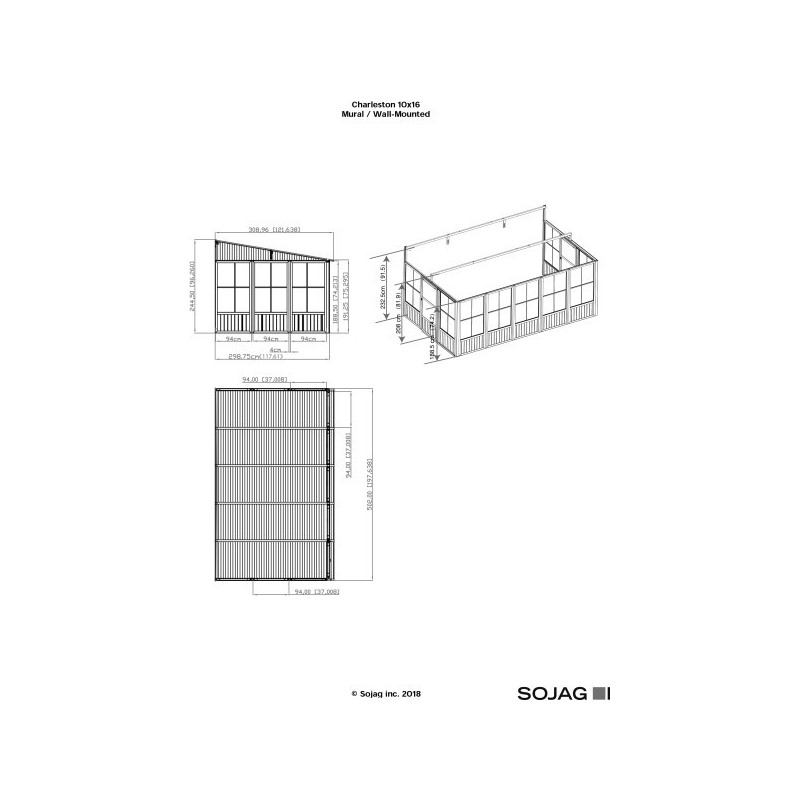 Sojag 10x16 Charleston Solarium Wall Mounted Gazebo Kit - Dark Gray (440-9163032) Sojag 10x16 Charleston Solarium Wall Mounted Gazebo Kit - Dark Gray (440-9163032)