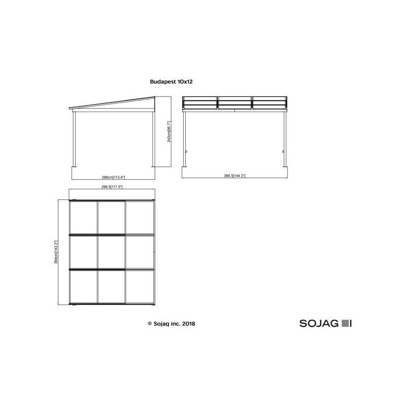 Sojag 10x12 Budapest Wall-Mounted Gazebo Kit - Dark Brown (500-9165234)