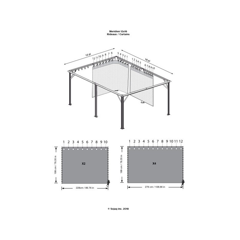 Sojag Curtains for Meridien 12x16 - Gray (135-9163773)