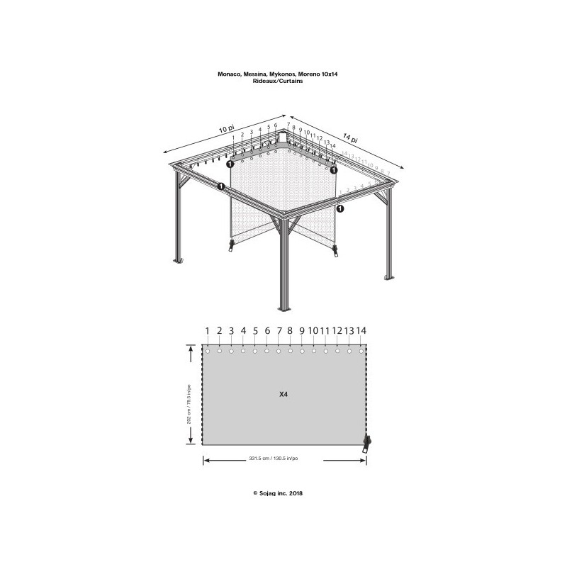 Sojag Curtains for Mykonos 10x14 - Gray (135-9162257)